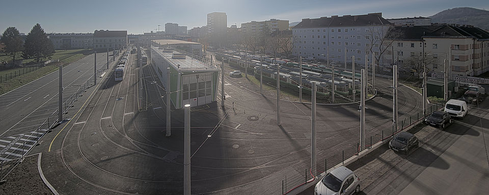 Livebild Baukamera 1 - Webcam 'Gesamtpanorama Nordseite' - Baustelle Adaptierung Remise Eggenberg, 8020 Graz (ca. 5 Minuteninterval)