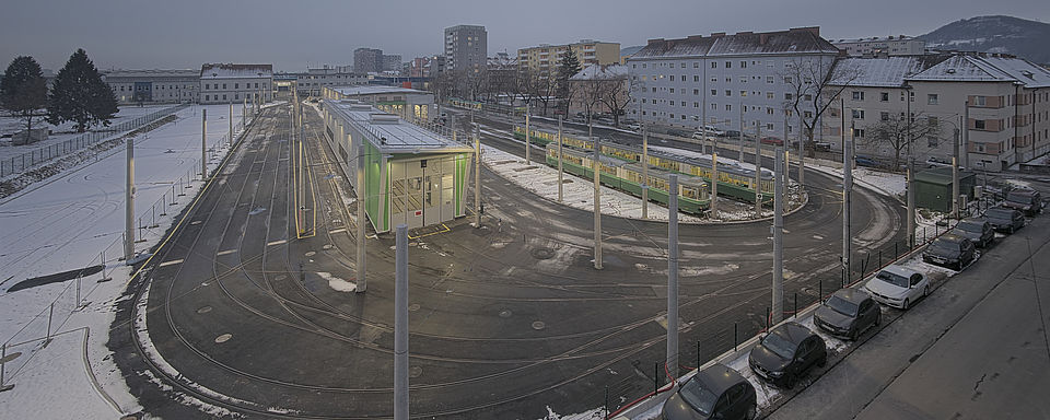 Livebild Baukamera 1 - Webcam 'Gesamtpanorama Nordseite' - Baustelle Adaptierung Remise Eggenberg, 8020 Graz (ca. 5 Minuteninterval)
