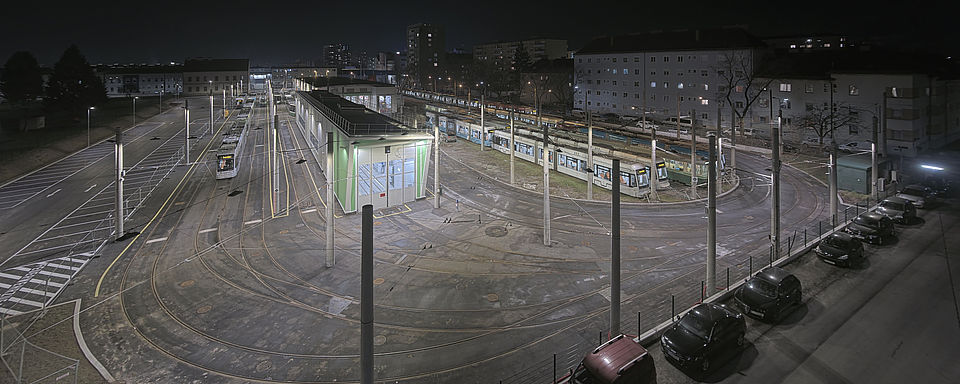 Livebild Baukamera 1 - Webcam 'Gesamtpanorama Nordseite' - Baustelle Adaptierung Remise Eggenberg, 8020 Graz (ca. 5 Minuteninterval)