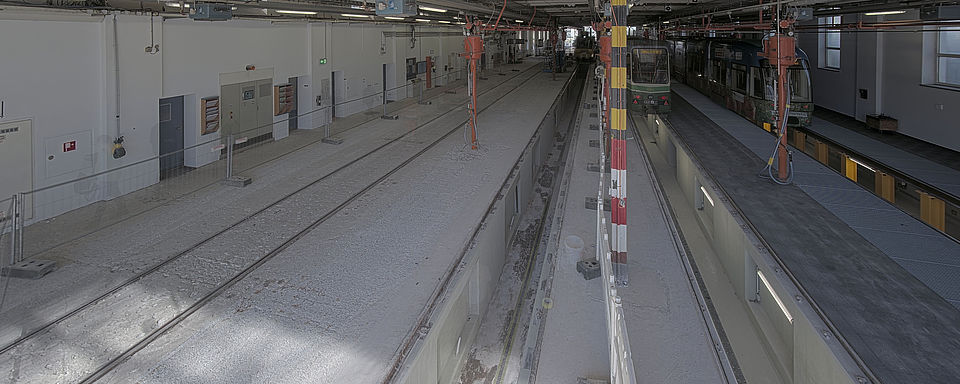 Livebild Baukamera 2 - Webcam 'Gesamtansicht Bestandshalle innen' - Baustelle Adaptierung Remise Eggenberg, 8020 Graz (ca. 5 Minuteninterval)