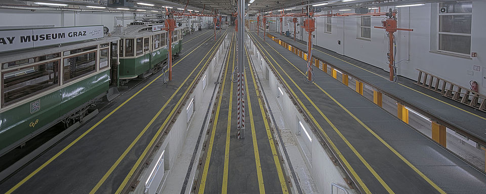 Livebild Baukamera 2 - Webcam 'Gesamtansicht Bestandshalle innen' - Baustelle Adaptierung Remise Eggenberg, 8020 Graz (ca. 5 Minuteninterval)