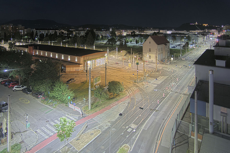 Livebild Baukamera 3 - Webcam 'Gesamtpanorama Südseite' - Baustelle Adaptierung Remise Eggenberg, 8020 Graz (ca. 5 Minuteninterval)