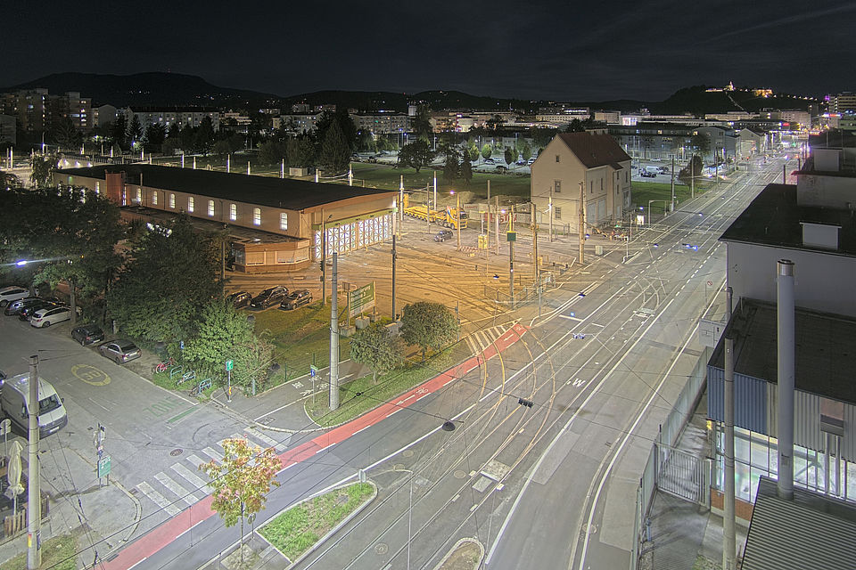 Livebild Baukamera 3 - Webcam 'Gesamtpanorama Südseite' - Baustelle Adaptierung Remise Eggenberg, 8020 Graz (ca. 5 Minuteninterval)